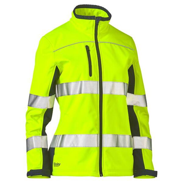 Women's Taped Two Tone Hi Vis Soft Shell Jacket Thumbnail